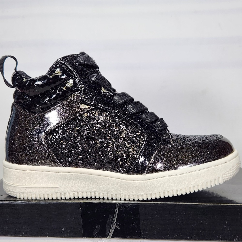 DV Dolce Vita Delrosa Girls Black Glitter High Top Sneakers Size 12